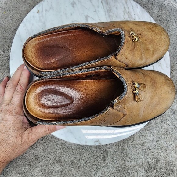 Ariat Shoes Womens Size 7 Mendocino Tassel Clog Brown Leather Slip-On *Read* - Picture 12 of 14